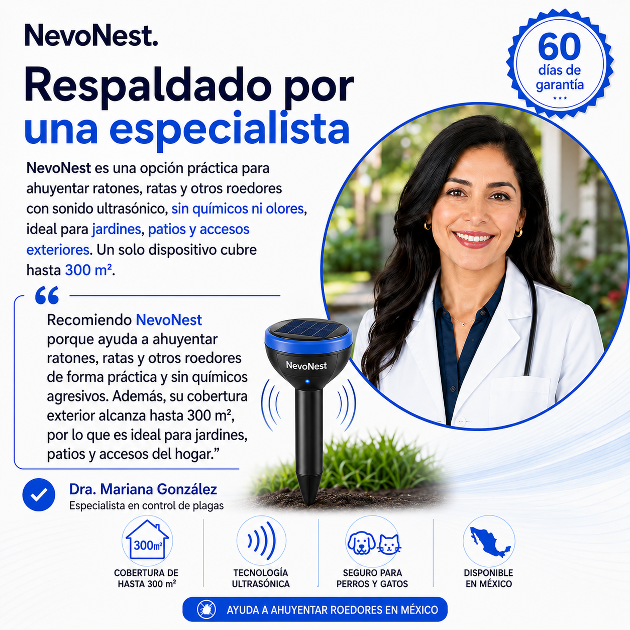 NevoNest™ Repelente Ultrasónico Outdoor – Ahuyenta Ratones, Ratas y Roedores