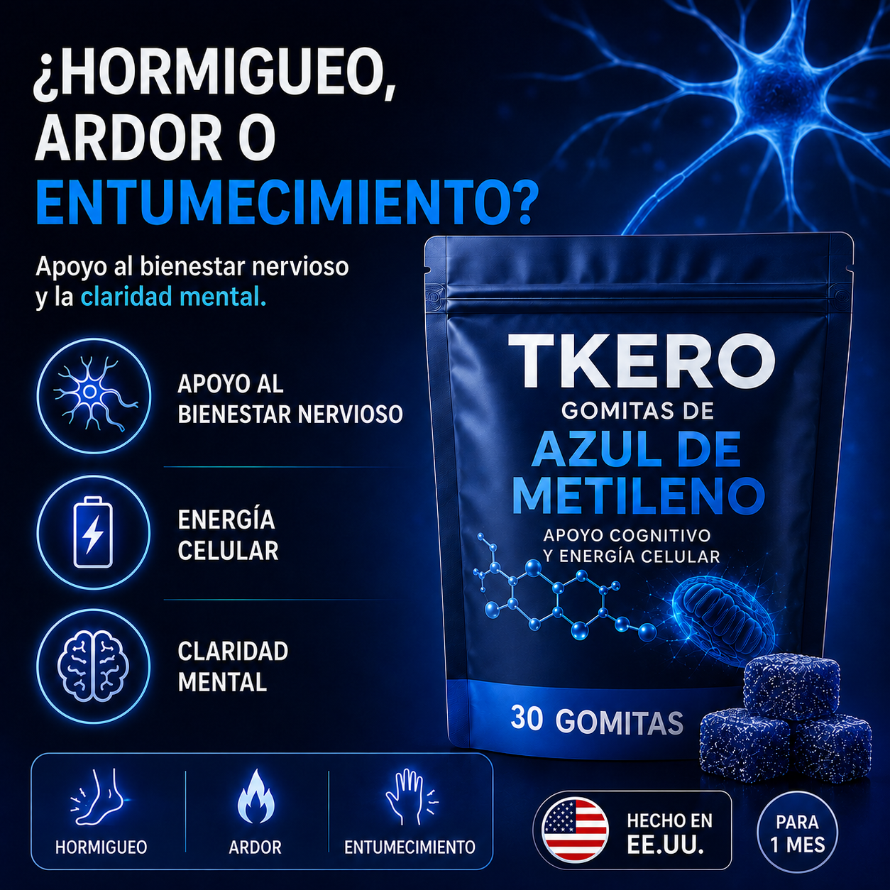 Gomitas de Azul de Metileno | Apoyo para el Bienestar Nervioso